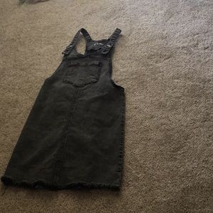 Black denim overall skirt
